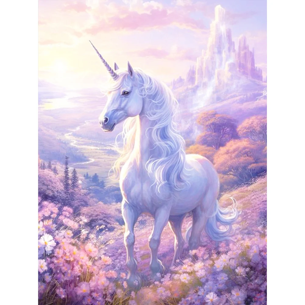 Full Round Diamond Painting - Flower Unicorn(Canvas|30*40cm)