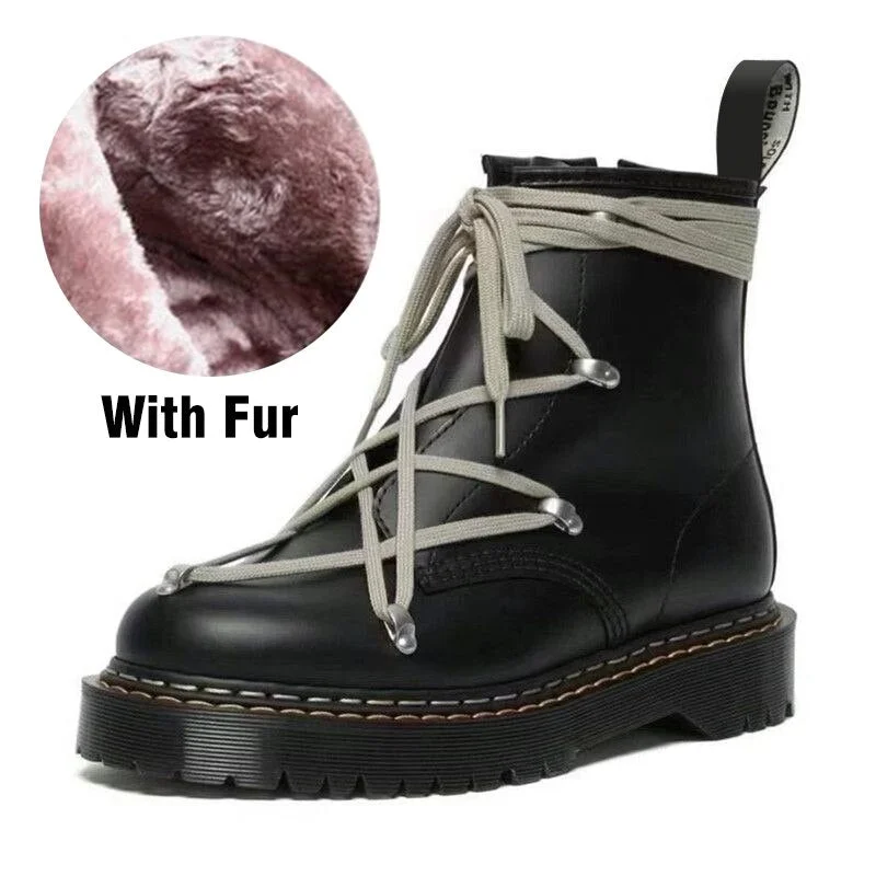 Ankle Boots for Women Chunky Platform Cross Tied Motorcycle Booties Female Winter Shoes Designer Round Toe Short Boots Ladies