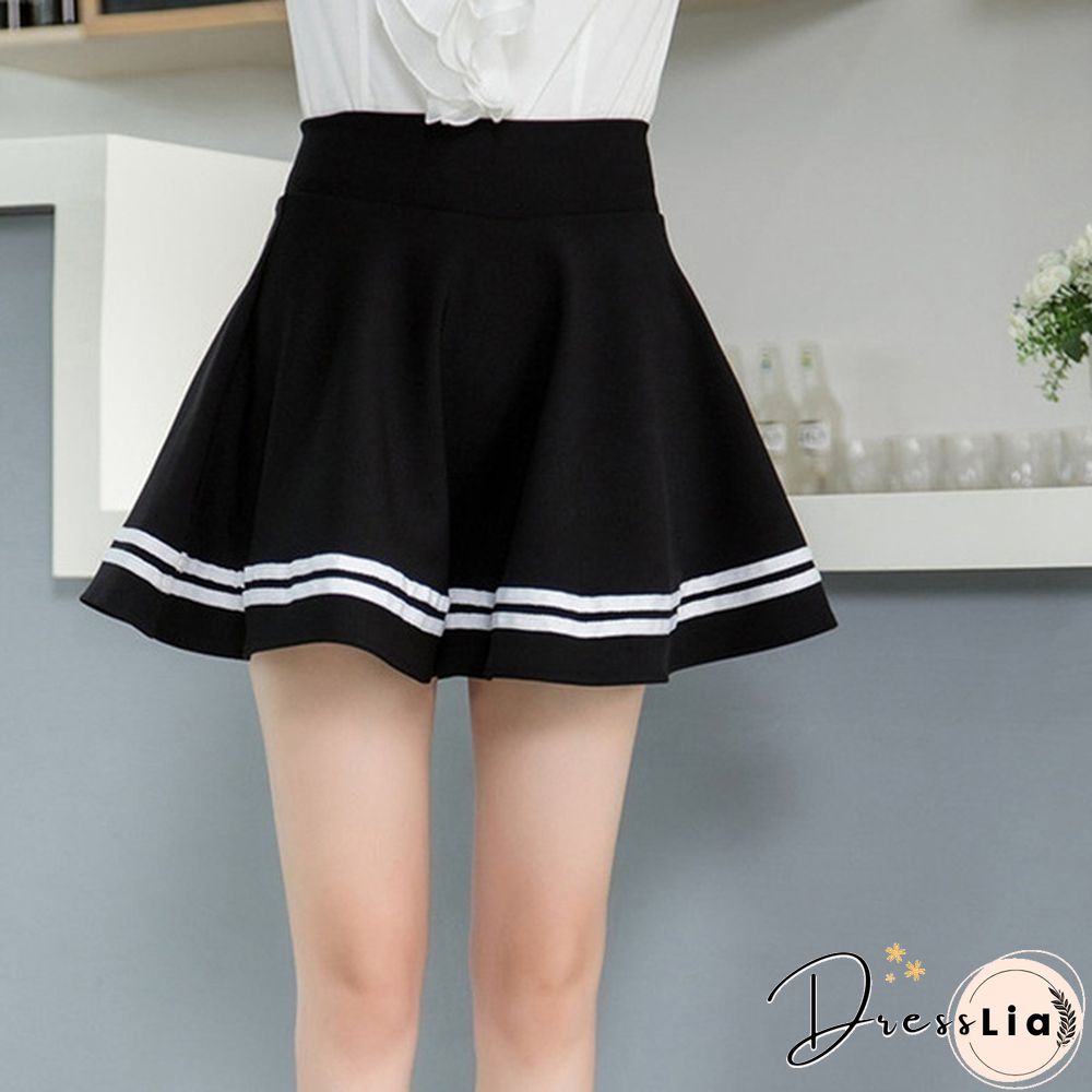 Summer Women Fashion Korean Version Style Pleated Skirt Solid Color High Waist Casual Mini School Skirt