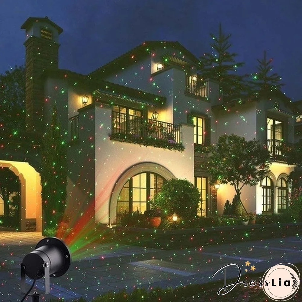 Outdoor Indoor Waterproof Green & Red Laser Projector Light for Party Landscape Garden Halloween Christmas Decoration Gift US/EU/UK/AU Plug