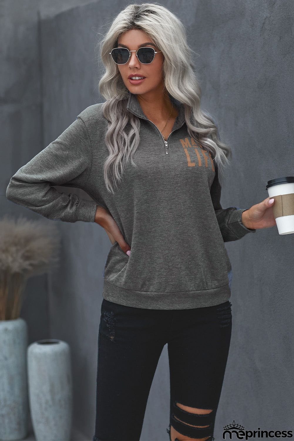 Mama Life Zipper Sweatshirt