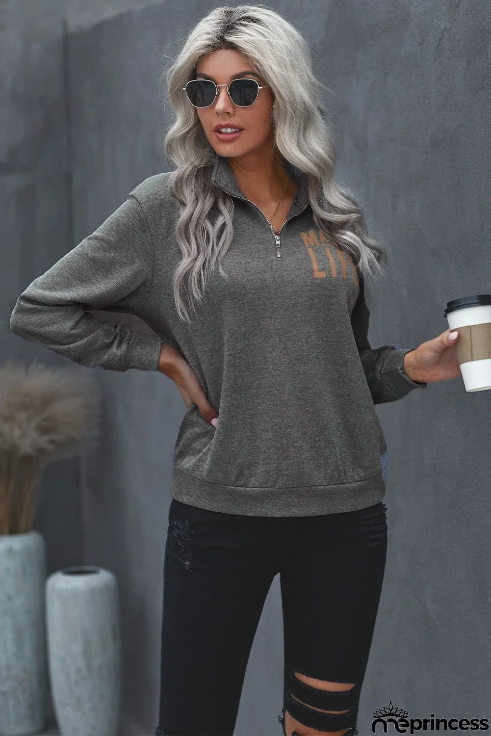 Mama Life Zipper Sweatshirt