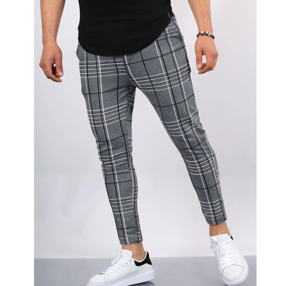 Men's Casual Plaid Pant Straight Sport Mens Check Pant