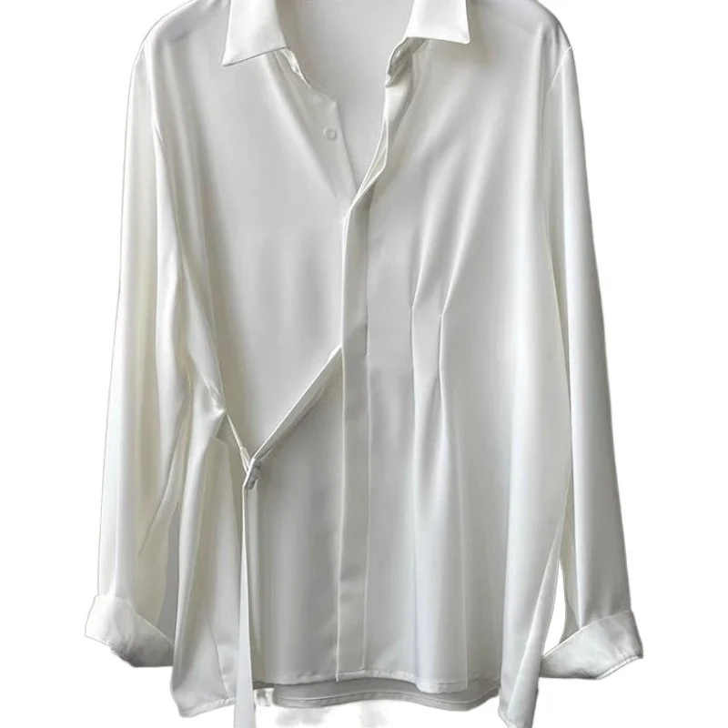 Athvotar Athvotar With Hanging Shirt Woman 2025 Spring And Autumn Lazy Wind French Shirt Design Small Family Long-Sleeved Shirt