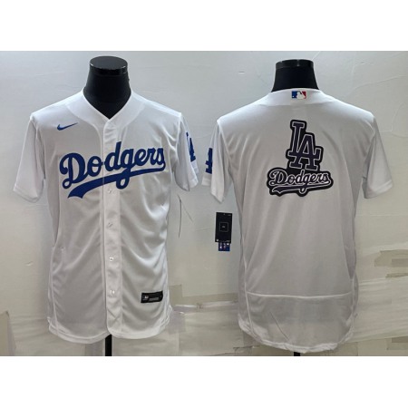 Men's Los Angeles Dodgers White Team Big Logo Flex Base Stitched Baseball Jersey I8CU