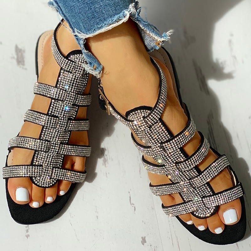 OMEN OUTDOOR ROME CRYSTAL BLING ANKLE STRAPS SHOES