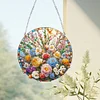 (Upgrade Size)DIY Diamond Painting Art Double Sided Effect Pendant Colorful Stained Glass Hanging Ornament Kit(rFlowers)