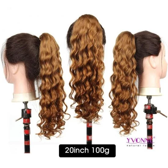  Yvonne Brazilian Curly Drawstring Ponytail Human Hair Clip In Extensions #30 Color 1 Piece 