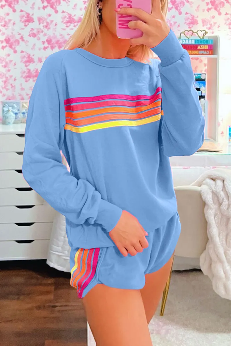 Fall Loose Slim Fit Casual Two Piece Sets Women Trend Color Matching Long Sleeve Women