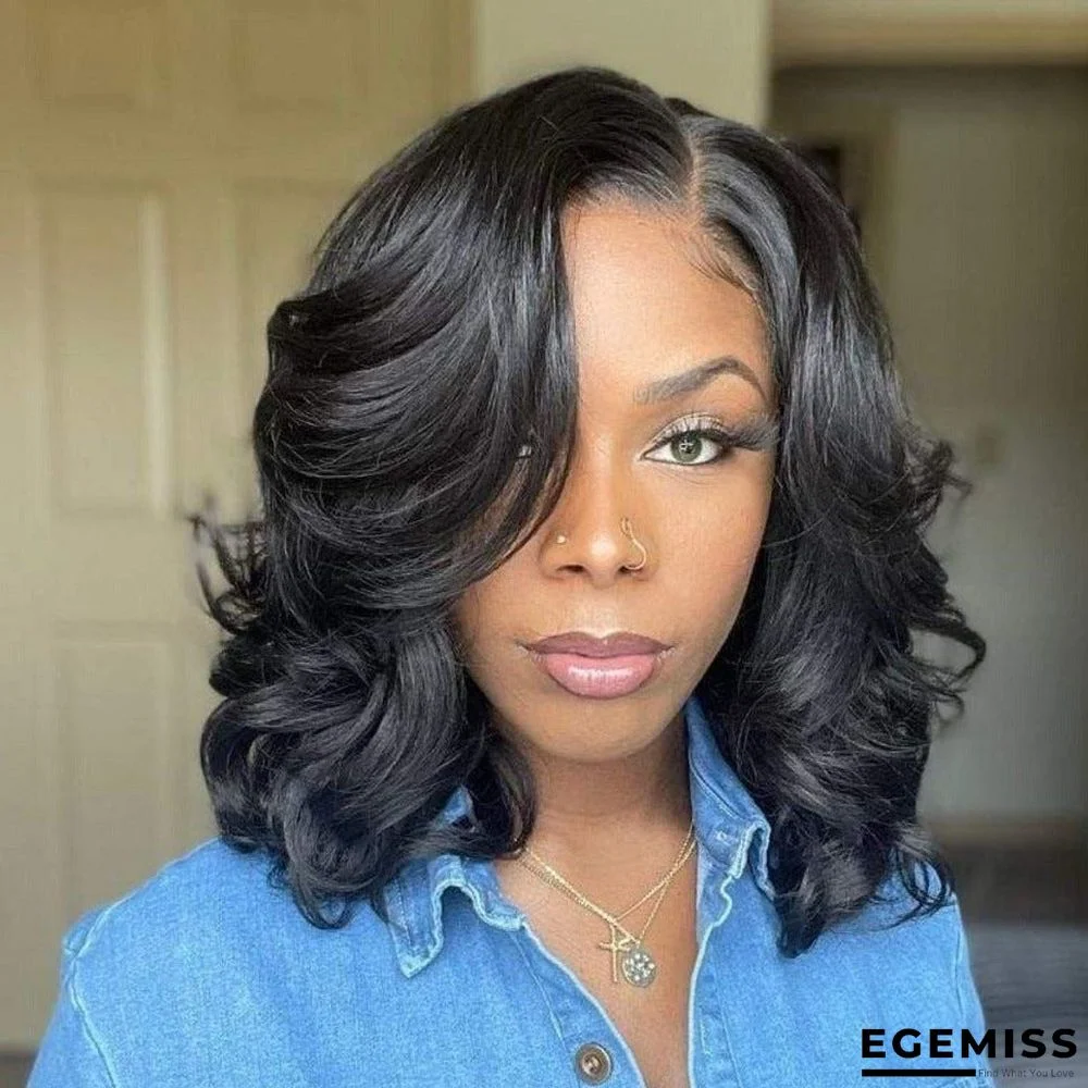 African Wig Woman with Long Hair In Black Wavy Curls | EGEMISS