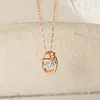 14K Rose Gold Round Lab Diamond Pendant Necklace Inspired by Lamps with Round Lab Diamond in A Diamond-Cut Texture Halo