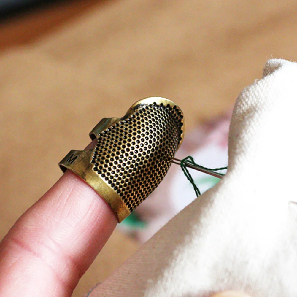 Brass Thimble Finger Sleeve Embroidery Finger Tips Cross Stitch Sewing Tool