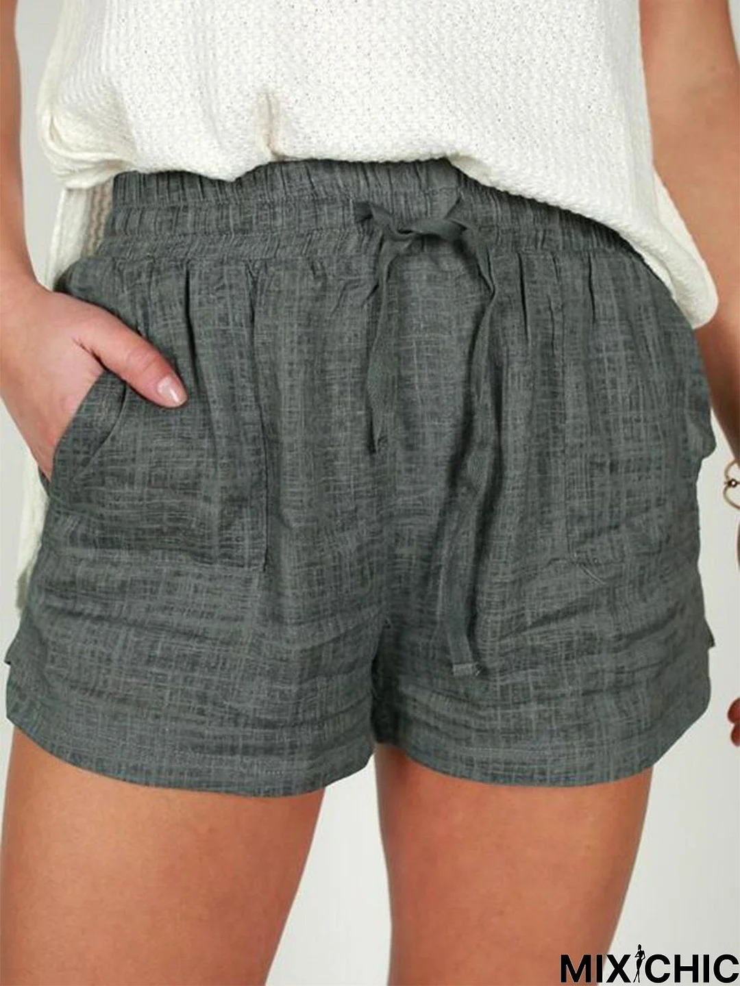 Retro linen casual shorts