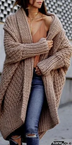 Chunky Wide Long Sleeve Knit Cardigan