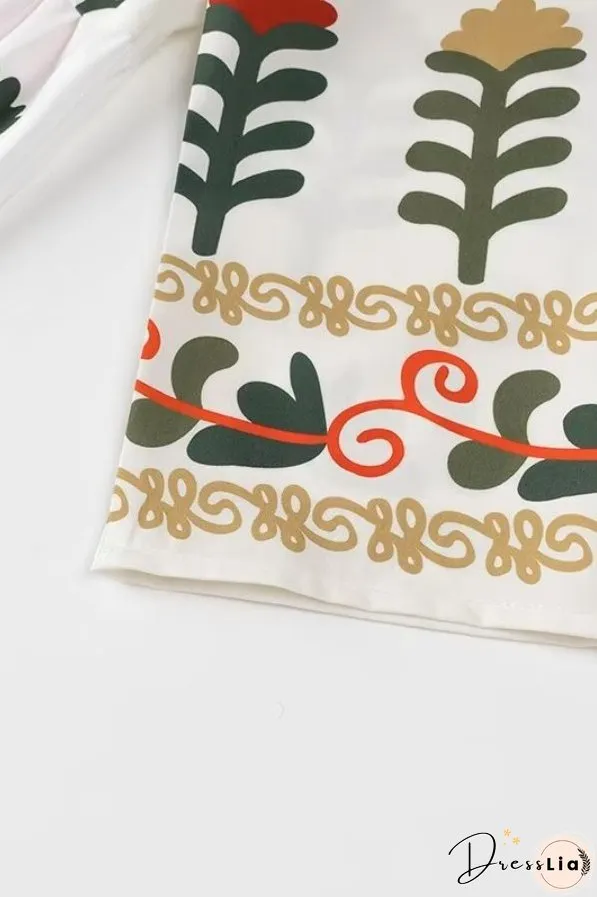 Positioning Plant Leaf Print Long Dress
