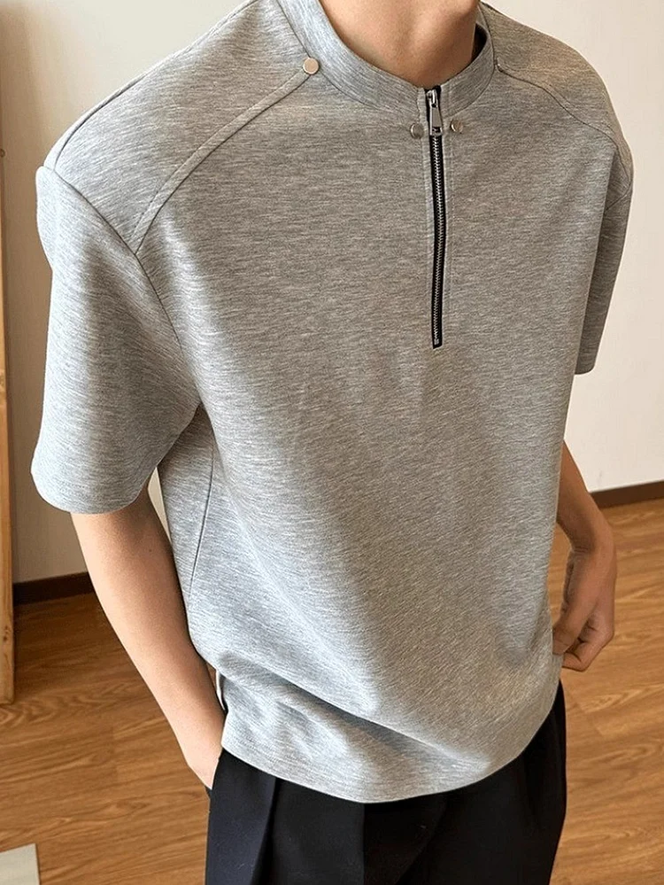 Men's Knit Half Zip T - Shirt with Short Sleeves