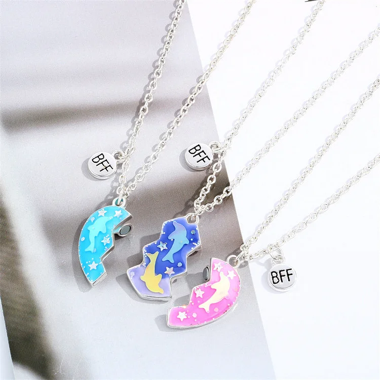 Adorable Dolphin Shaped  Patchwork Necklace!