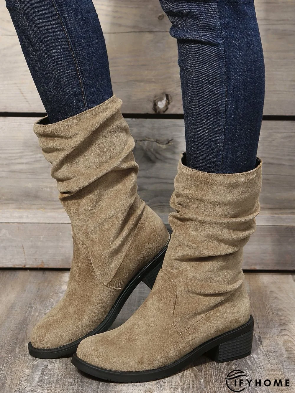Faux Suede Slip On Slouchy Boots | IFYHOME