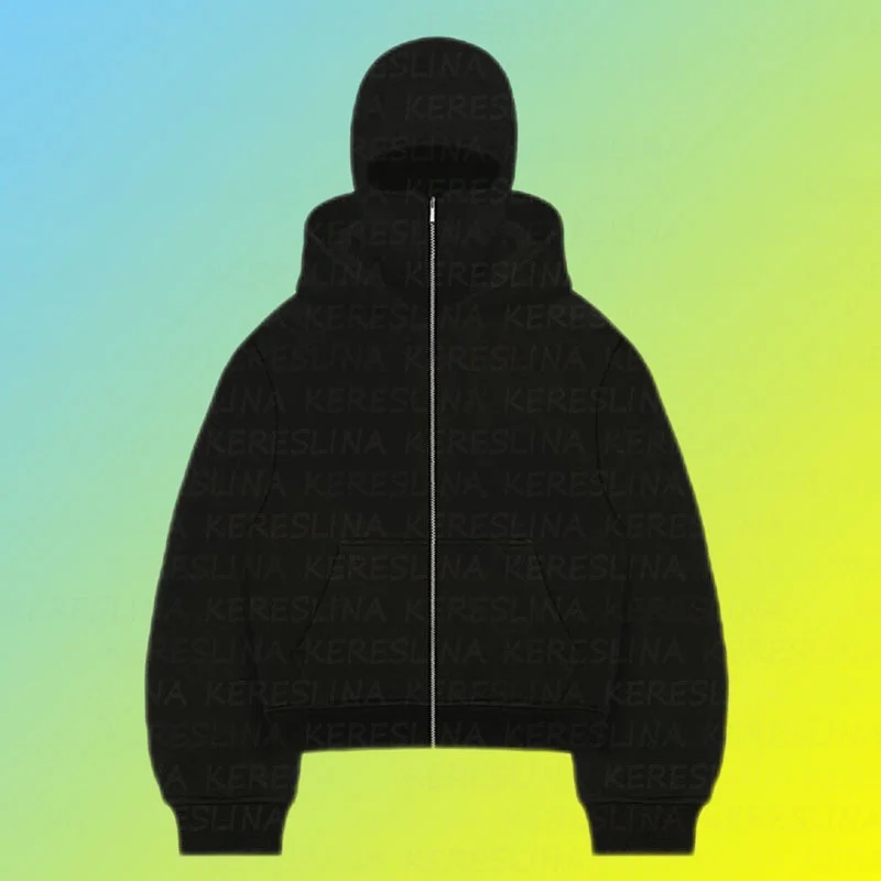 Athvotar Athvotar And Winter Personality Double Hat Design Hoodie Zipper Open Shirt Casual Coat Y2K