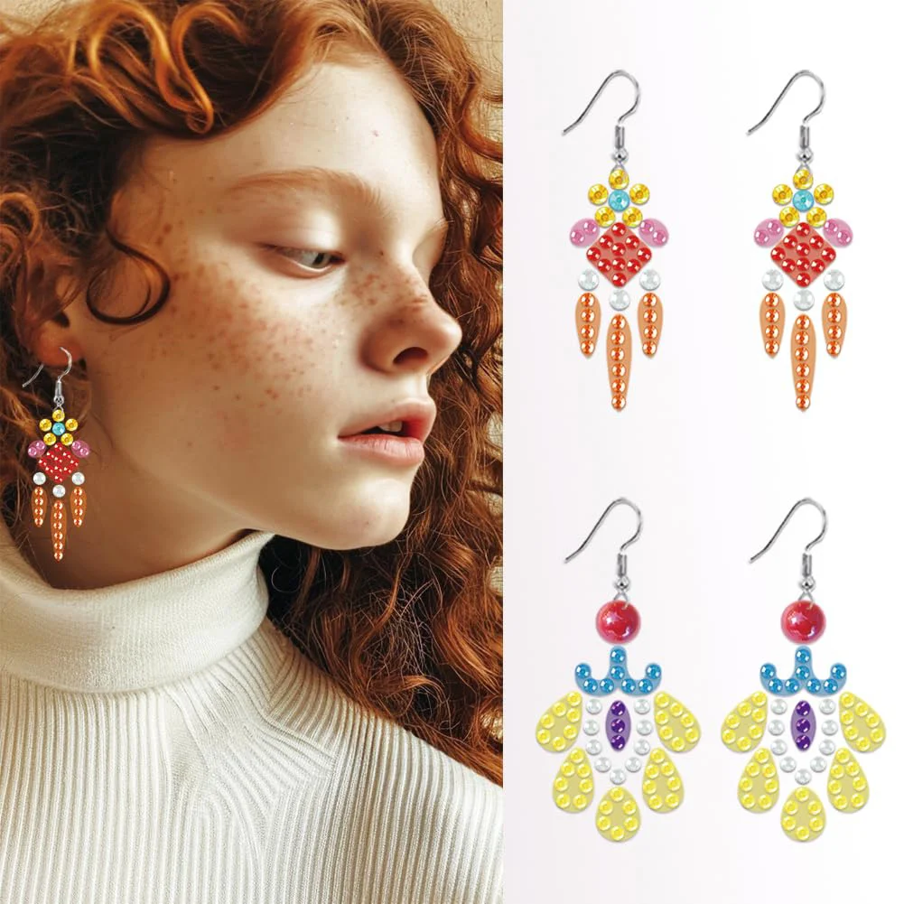 12 Pair Transparent DIY Diamond Art Earring Double Side Diamond Painting Earring