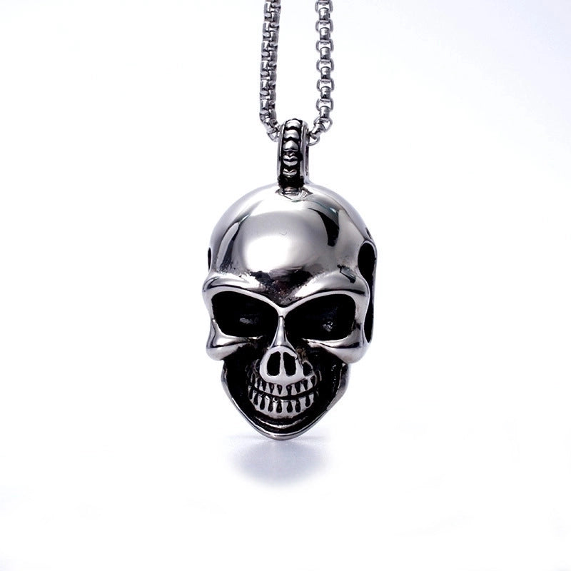 Retro Skull Titanium Steel Stoving Varnish Halloween Unisex Pendant Necklace