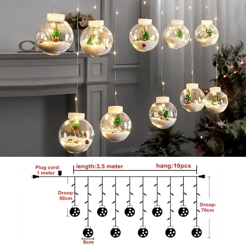 Curtains Christmas Ball LED String Lights