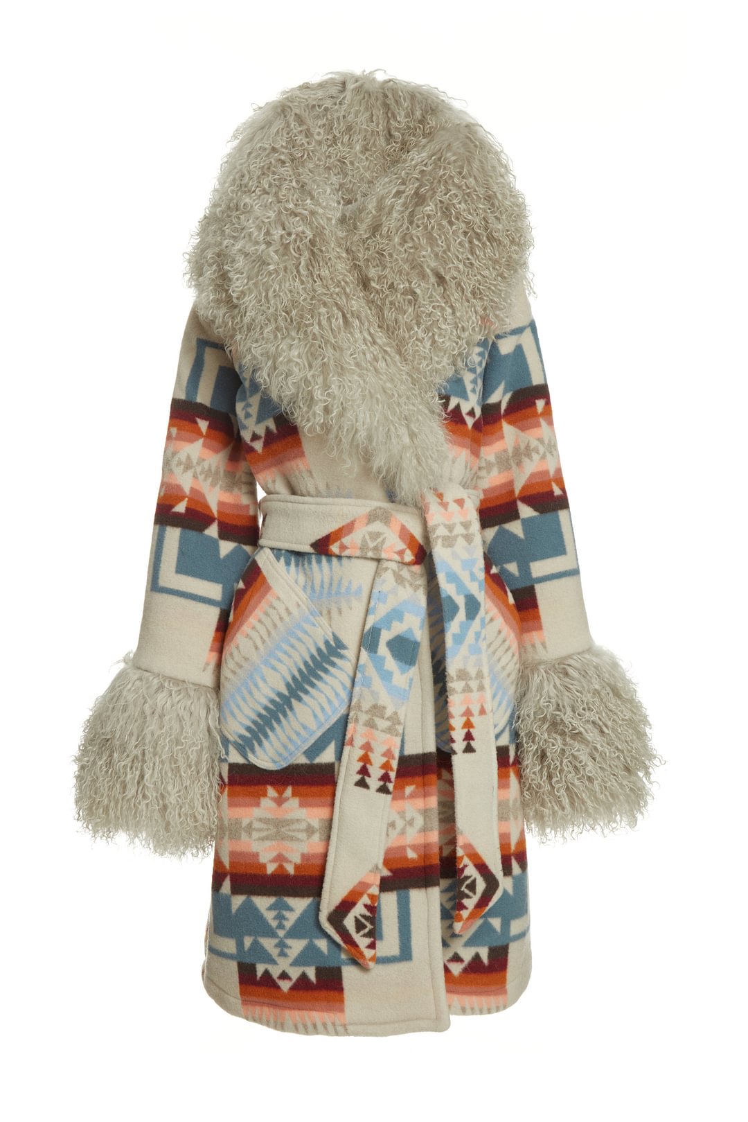 Chief Joseph Rosewood Shearling Smoking Robe