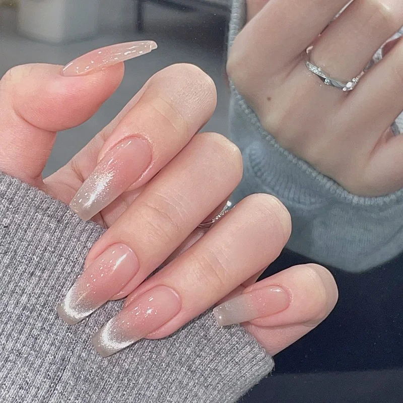 Buyerint 24pcs Wearable Pink Press on Nails – Butterfly Lovely Girl False Nails Tips with Jelly Gel Design  