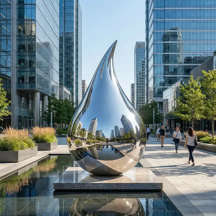 Mirage Drop Polished Stainless Steel Abstract Sculpture Custom Decoration for Luxury Space