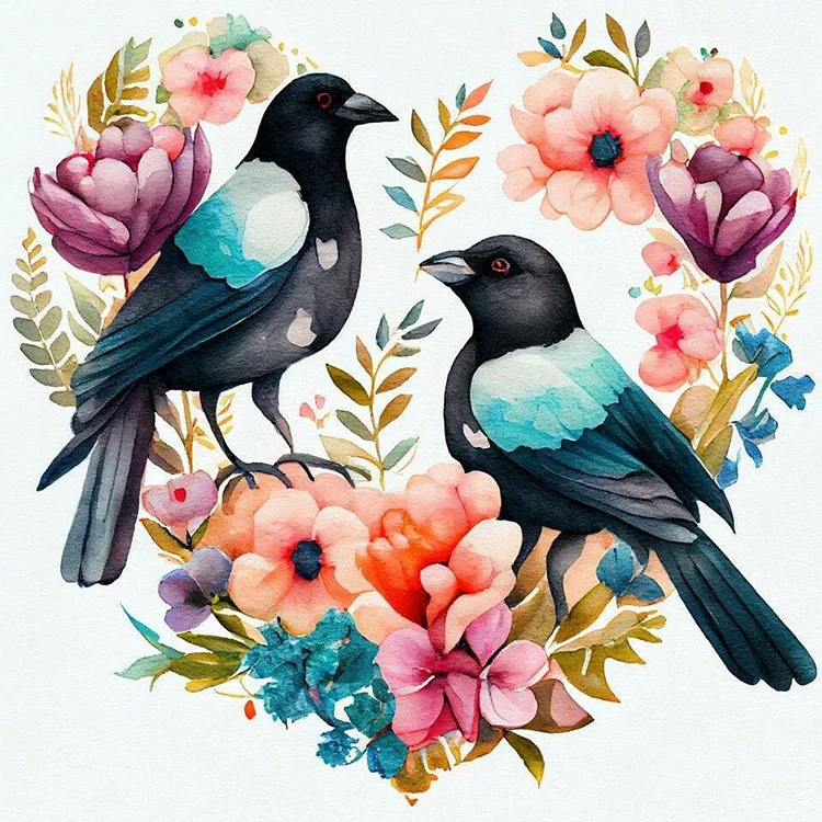 Love Wreath Bird 30*30CM(Canvas) Full Round Drill Diamond Painting gbfke