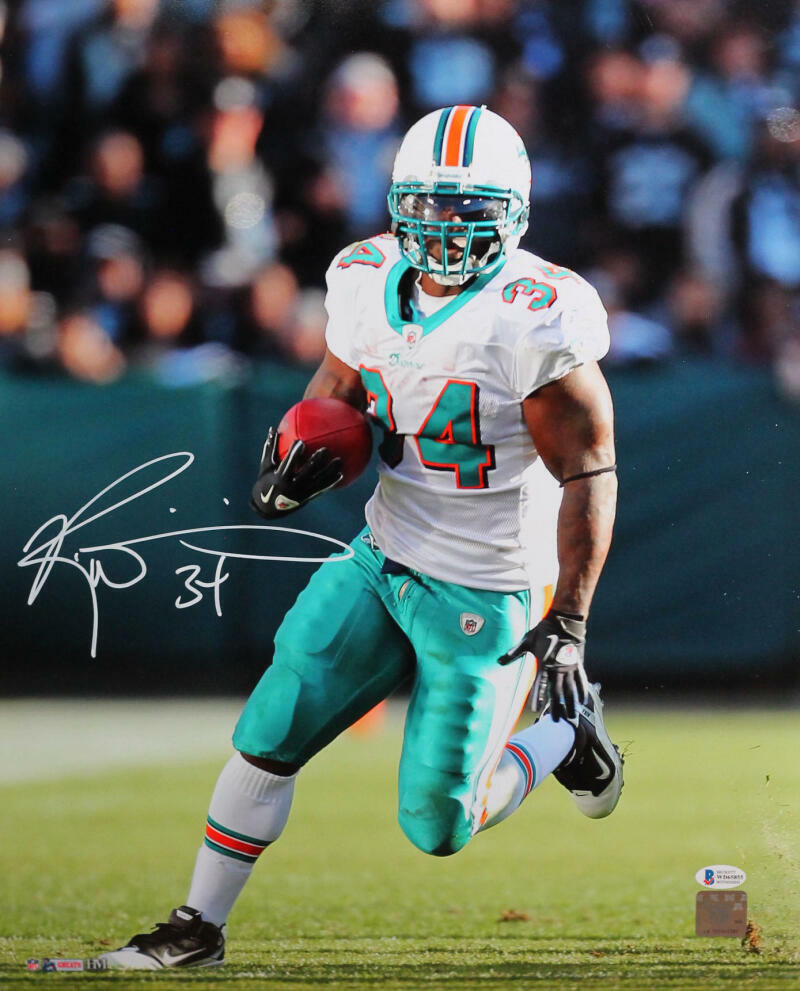 Ricky Williams Signed Miami Dolphins 16x20 HM Running Photo Poster painting - Beckett W Auth