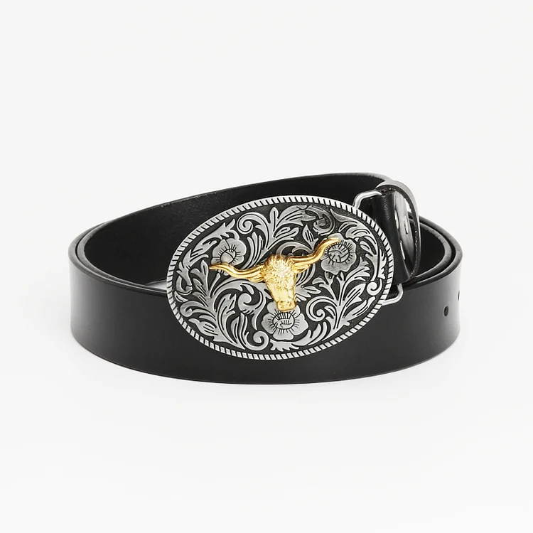 Men'S Gold-Plated Vintage Bull Head Belt