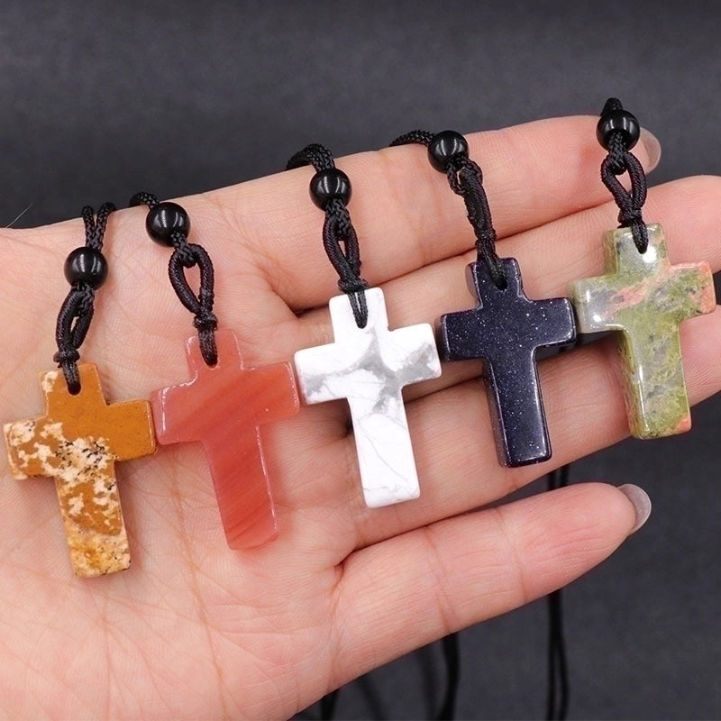 Casual Cross Crystal Polishing Pendant Necklace
