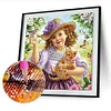 Diamond Painting -DIY Round Drill Lovely Girl Pet(35*35 CM)