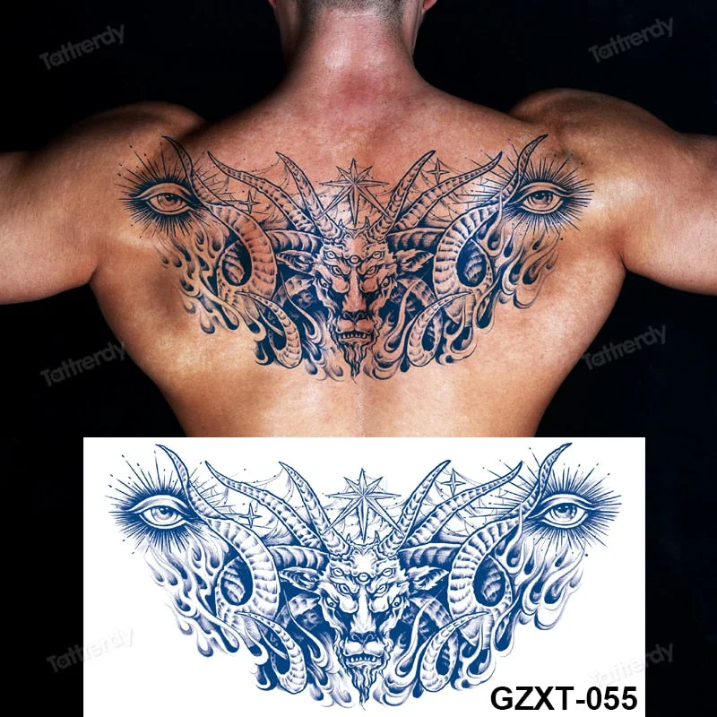 large temporary tattoo juice ink long lasting blue tattoo sticker breast chest totem wings dragon body art painting sexy for men