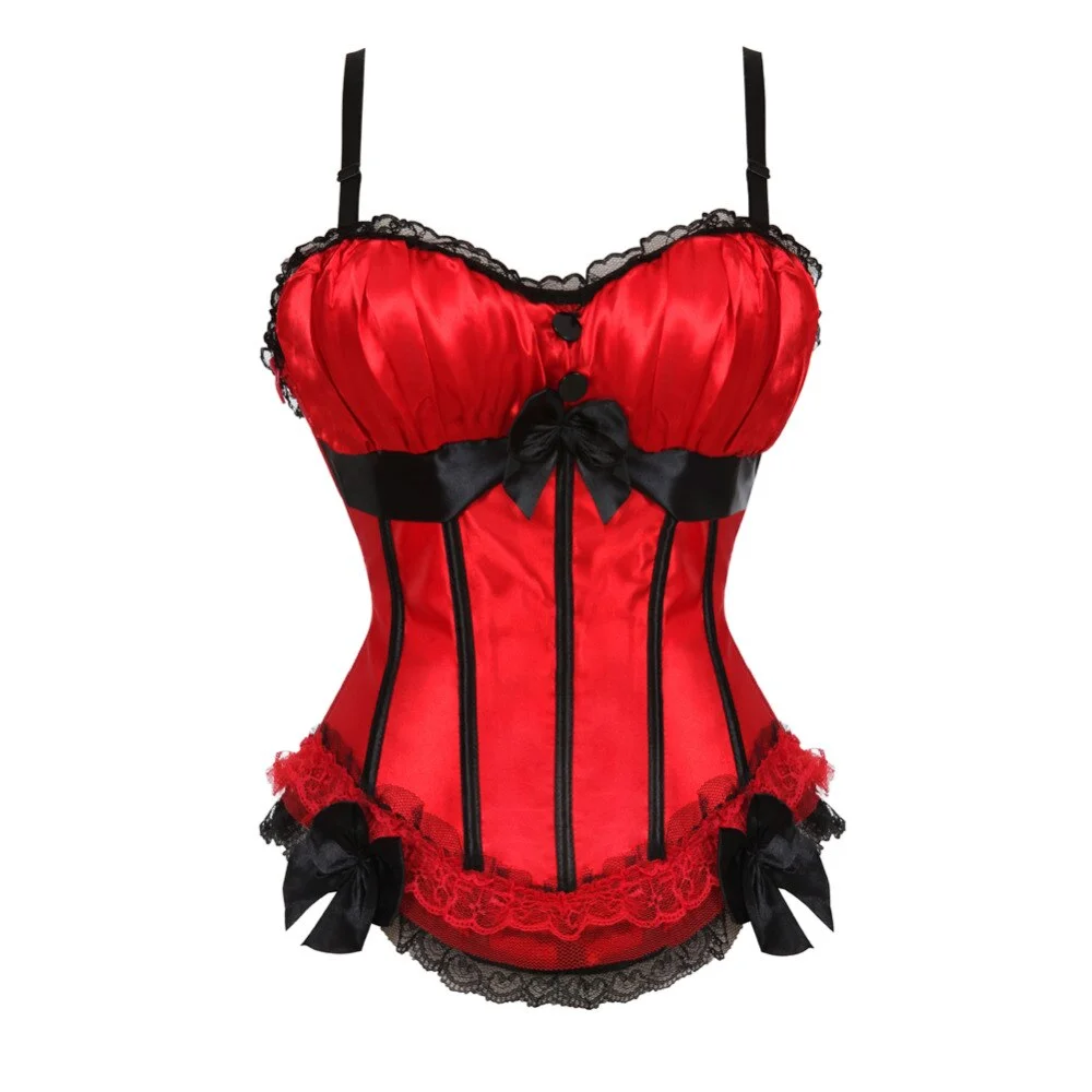 Billionm Satin Straps Corset Cup stripe Spaghetti Showgirl lace up boned Waist Trainer Bustier Plus Size S-2XL Lingerie