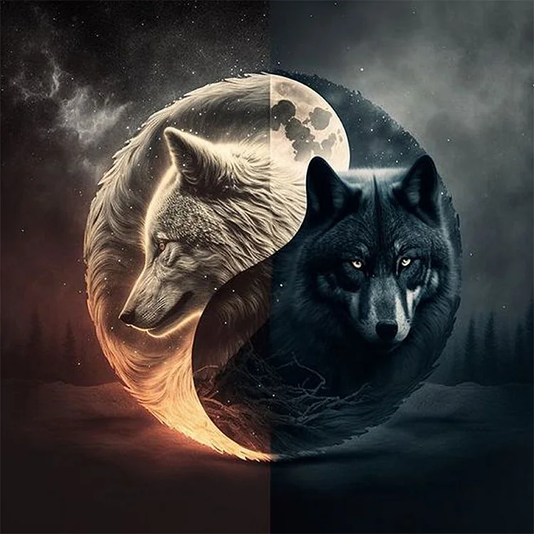 Yin Yang Wolf - Painting By Numbers - 50*50CM gbfke