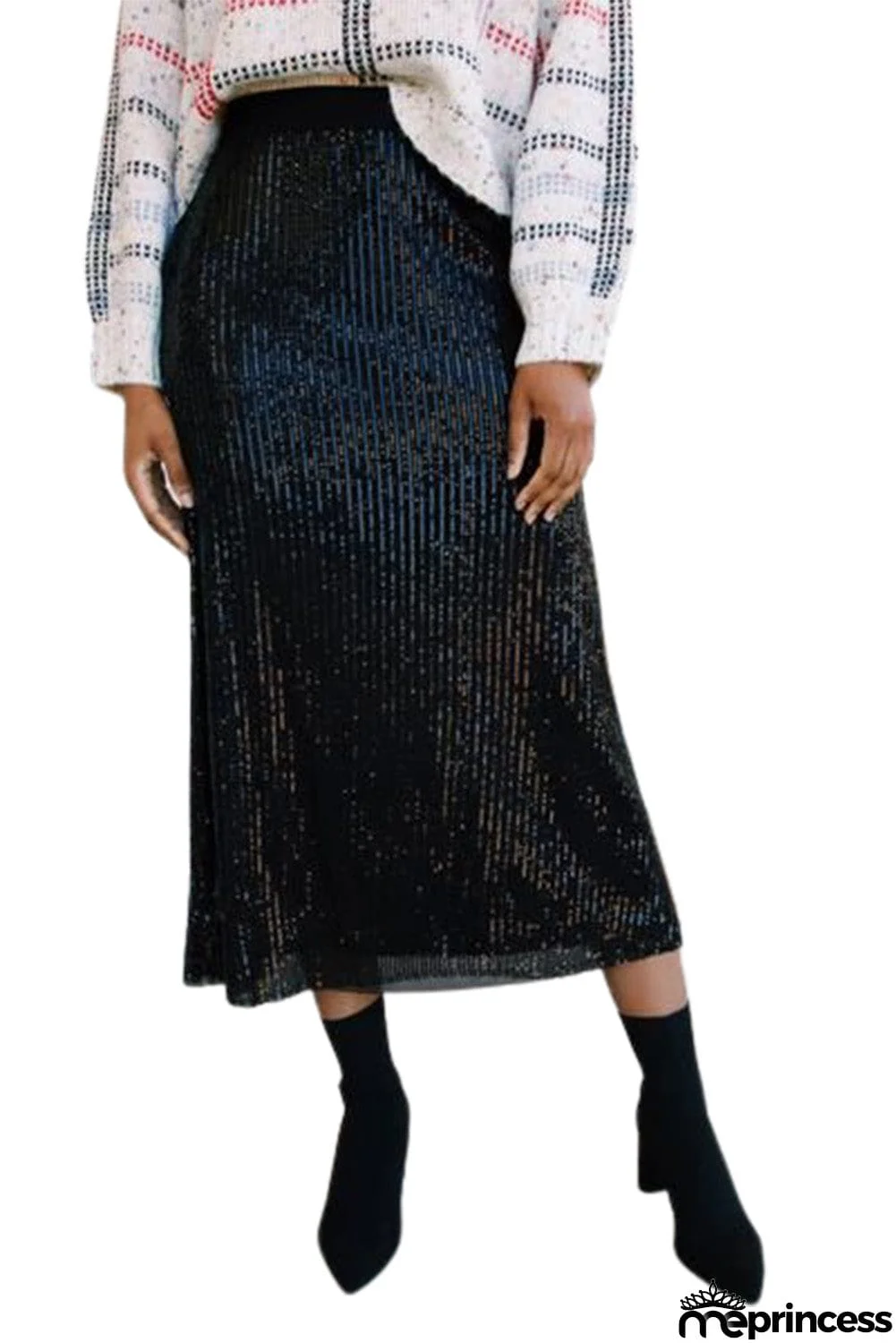 Sequin High Waist Bodycon Mid Skirt