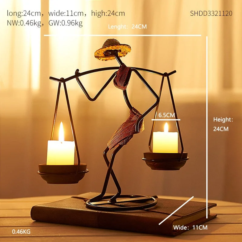 Retro Home Decoration Accessories Creative Candle Holder Iron Kitchen Restaurant Romantic Candlestick Halloween Bar desk decor