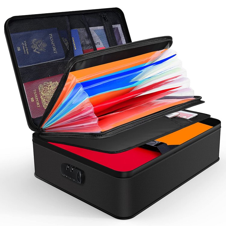 JUNDUN Document Organizer, 7 Pockets Portable File Bag with Handle for Important Documents, File, Passport