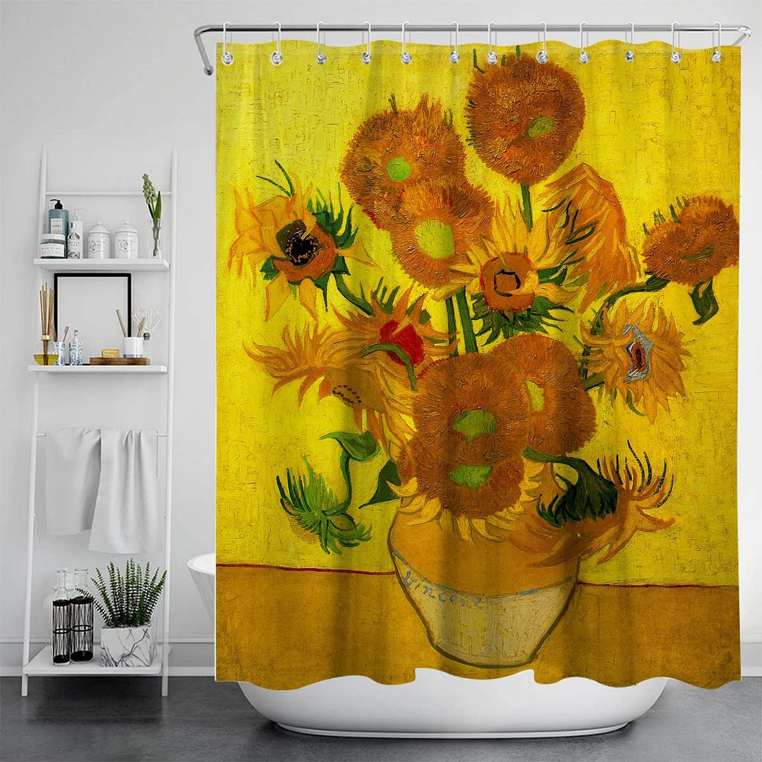 Van Gogh Art Painting Shower Curtains Bathroom 3D Print Waterproof Fabric With Hook Geometric Pattern Decorative Bathtub Curtain