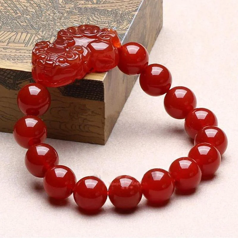 Red Agate Lucky Pixiu Wealth Luck Bracelet