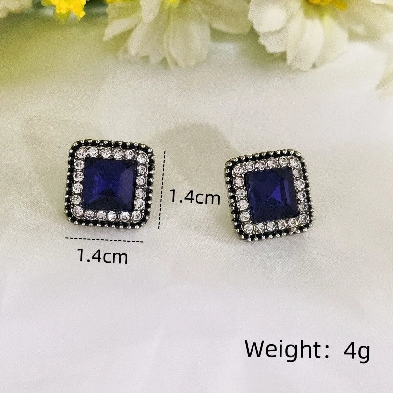 1 Pair Elegant Streetwear Commute Square Inlay Alloy Artificial Pearls Rhinestones Gold Plated Ear Studs