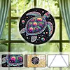 (18.5cm)DIY Acrylic Jigsaw Puzzle Window Hanging with Hanging Chain DIY Stained Glass Decoration Round Window Puzzle Decor for DIY Craft Project (Turtle)