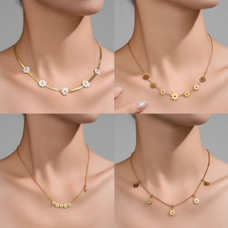 Sweet Flower Titanium Steel Necklace