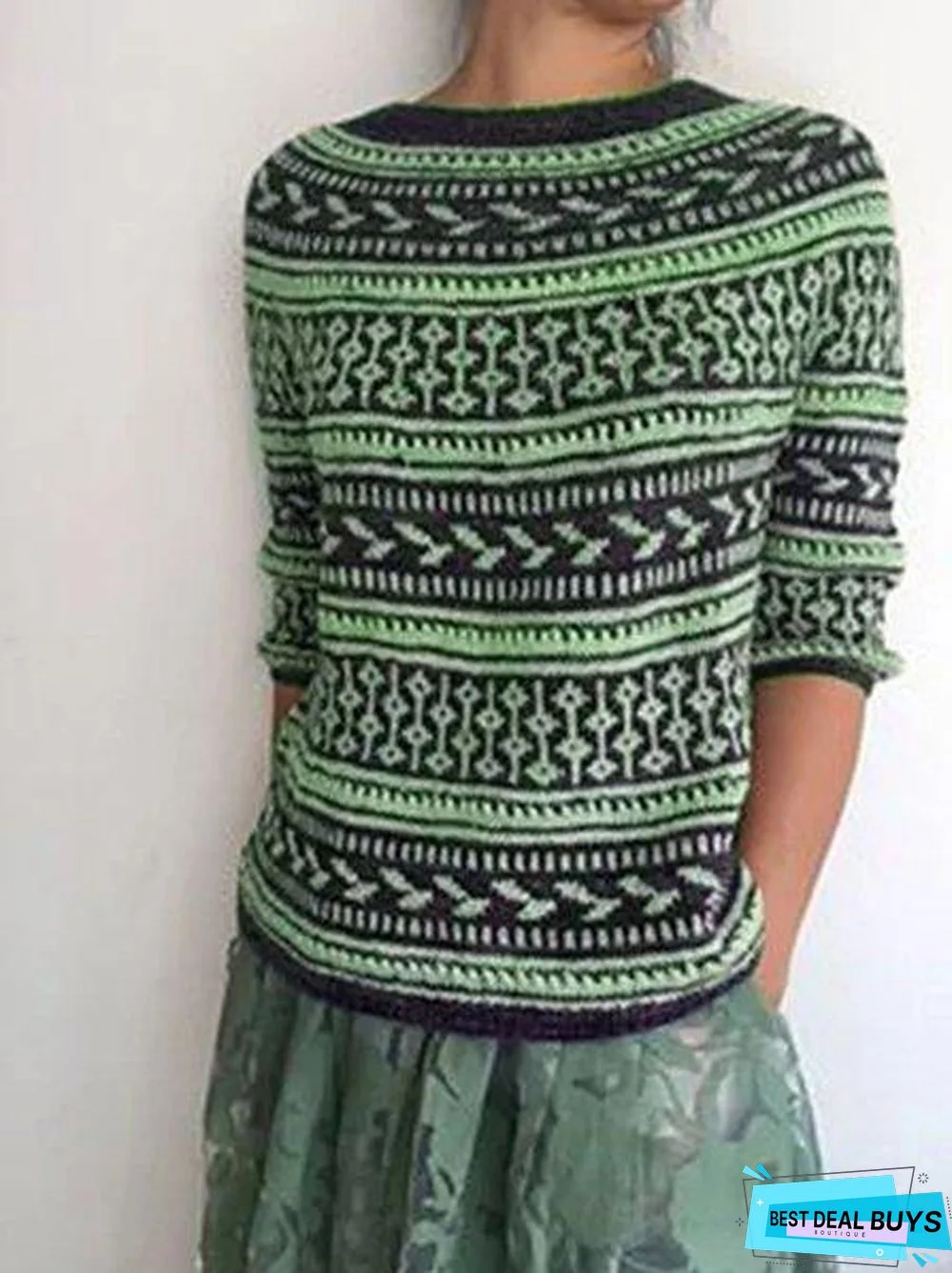 Black Long Sleeve Acrylic Sweater