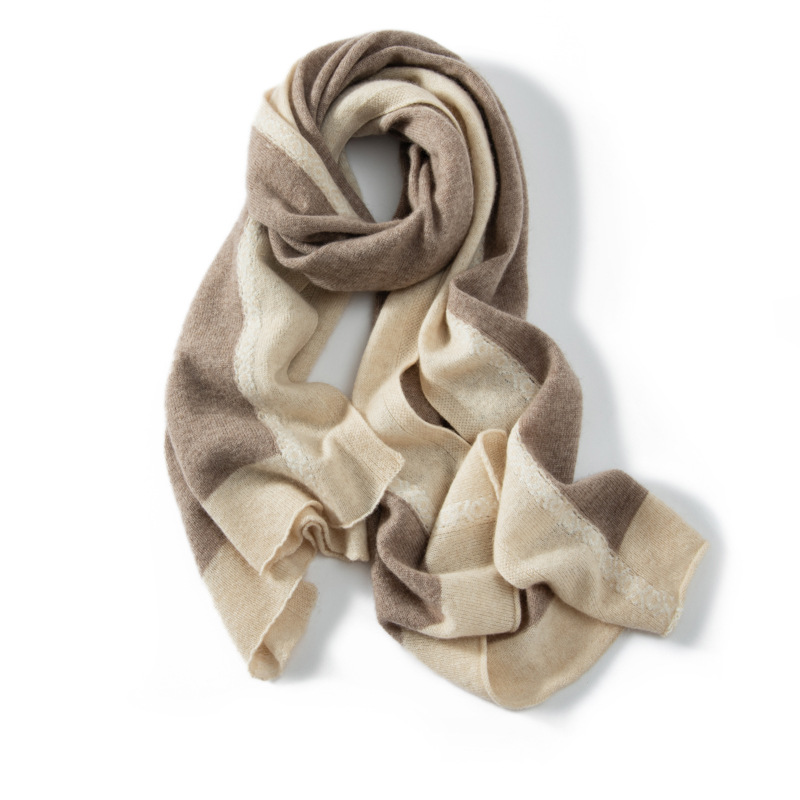 100% Cashmere Scarf Classic Contrast Style REAL SILK LIFE