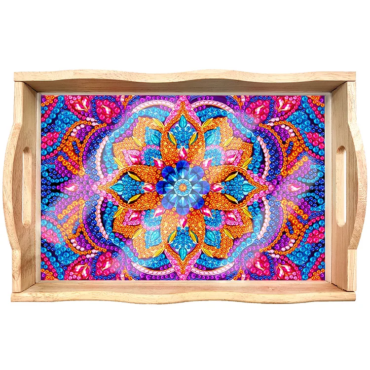 Diamond Painting Decorative Trays with Handle Coffee Table Tray for Serving Food