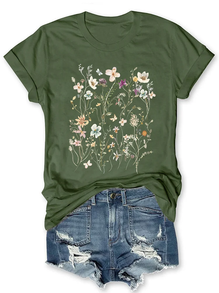 Boho Wildflowers Cottagecore T-shirt socialshop