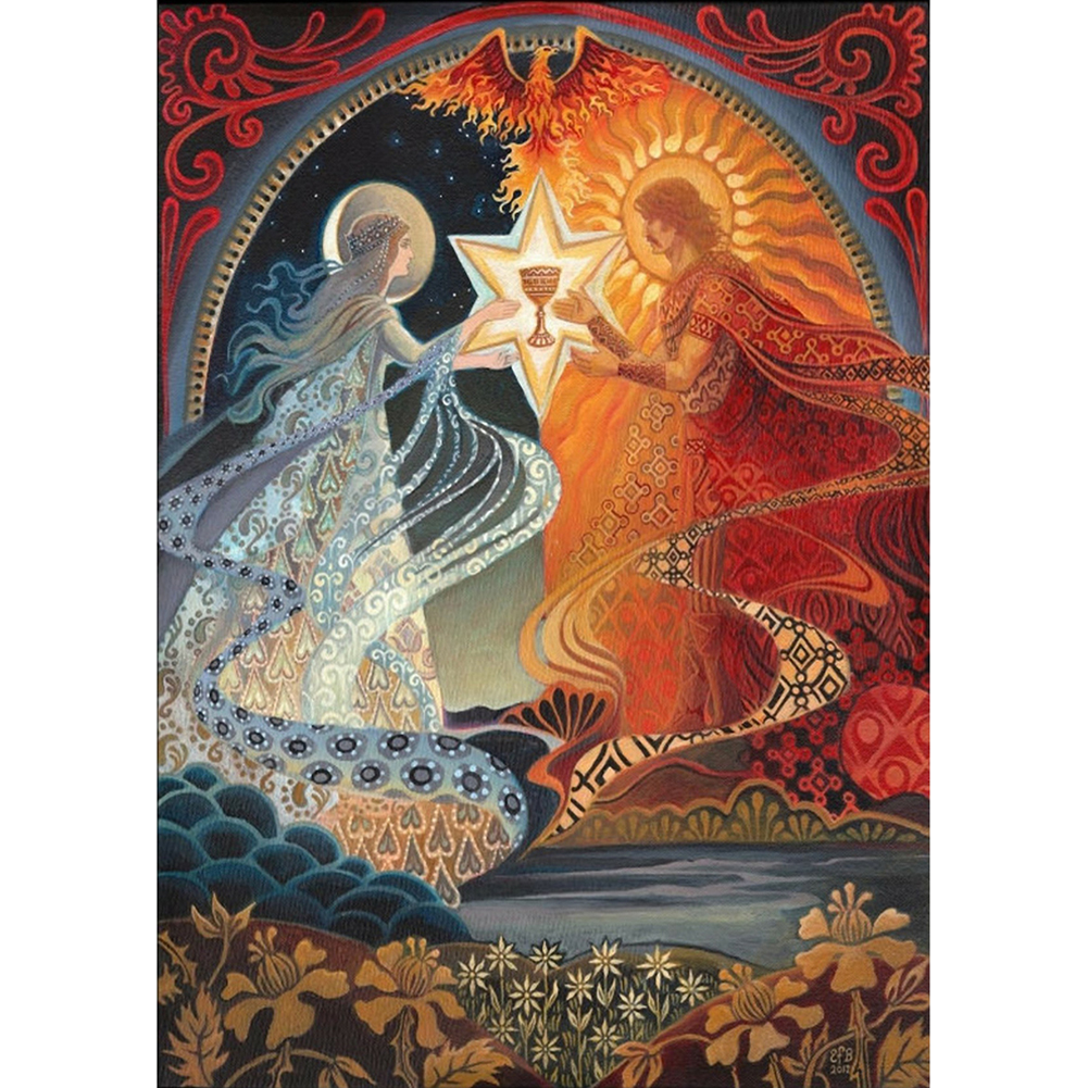 

30*40CM - Round Drill Diamond Painting - Sun Moon Gods, 501 Original